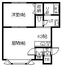 ロシュ7・1B(1LDK/1階)の間取り写真