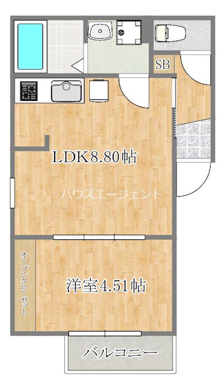 GRADUS葛西(1LDK/1階)の間取り写真