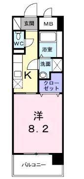 デイドリーム(1K/4階)の間取り写真