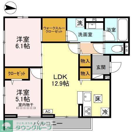 ヴェルデ(2LDK/2階)の間取り写真