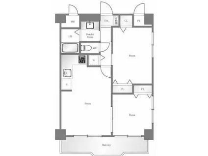 キャッスルマンション両国B号館(2LDK/7階)の間取り写真