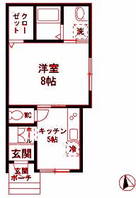東急東横線 元住吉駅 徒歩8分 3階建 築10年(1DK/1階)の間取り写真