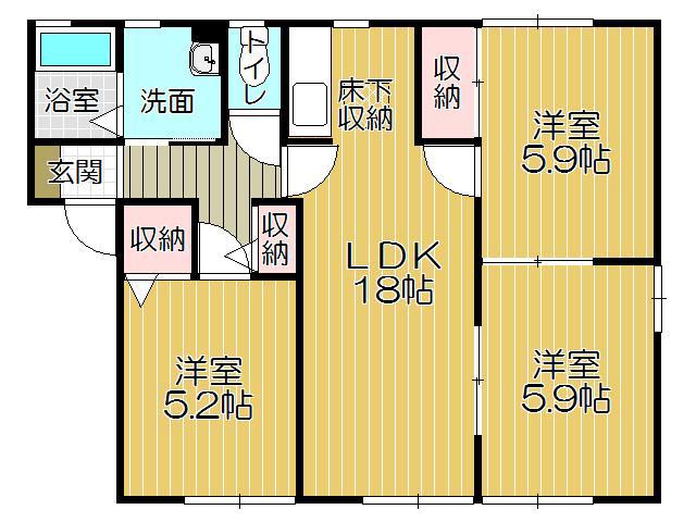 サンハイツ永犬丸  A棟(3LDK/1階)の間取り写真