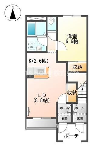 ウォーカーヒル II(1LDK/1階)の間取り写真
