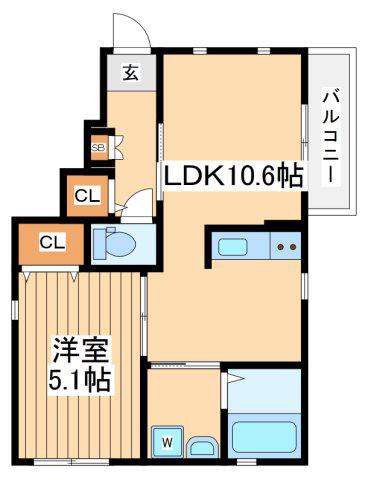 クレスト桜(1LDK/1階)の間取り写真