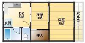 藤井マンション(2DK/4階)の間取り写真