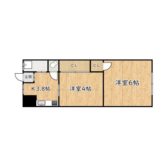 マンション北野田(2K/1階)の間取り写真