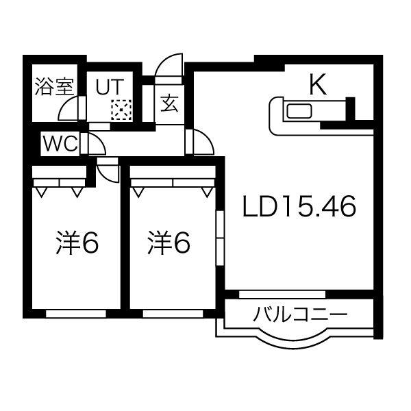 TA21宮ヶ丘(2LDK/2階)の間取り写真