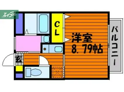 ＪＲ宇野線 大元駅 徒歩20分 2階建 築18年(1DK/2階)の間取り写真