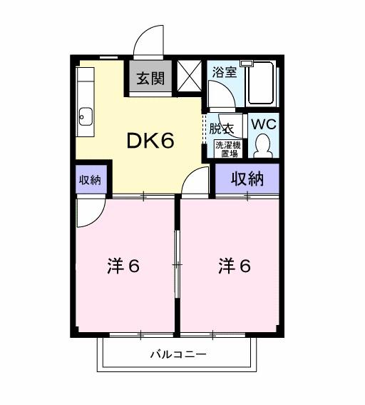 コーポ長沢(2DK/2階)の間取り写真