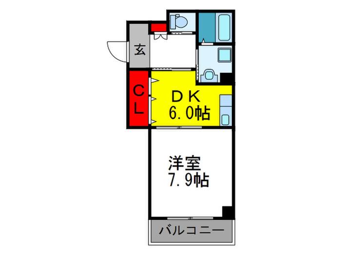 SANCTUARY緑丘(1DK/2階)の間取り写真