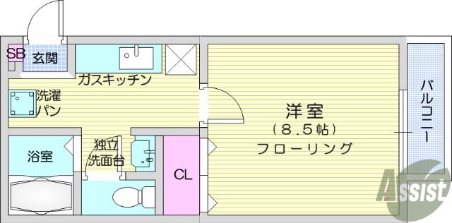 エスペーロ(1K/1階)の間取り写真
