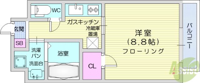 LAVISTA八乙女中央(1K/4階)の間取り写真