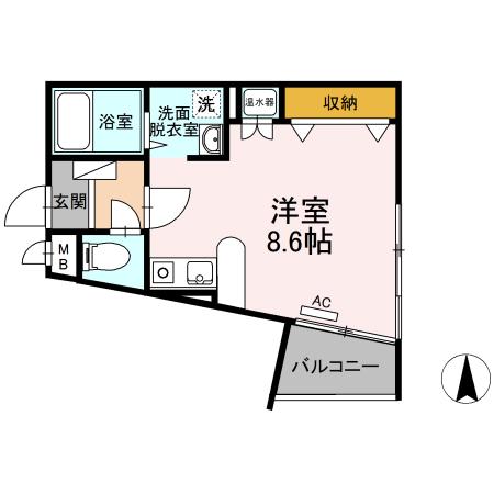 ロッヂングス・オーク(ワンルーム/3階)の間取り写真