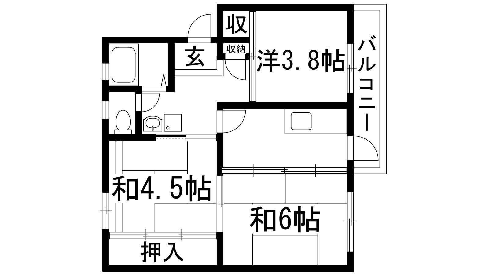 逆瀬川16号棟(3K/3階)の間取り写真