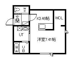 SKY HILLS(1K/1階)の間取り写真