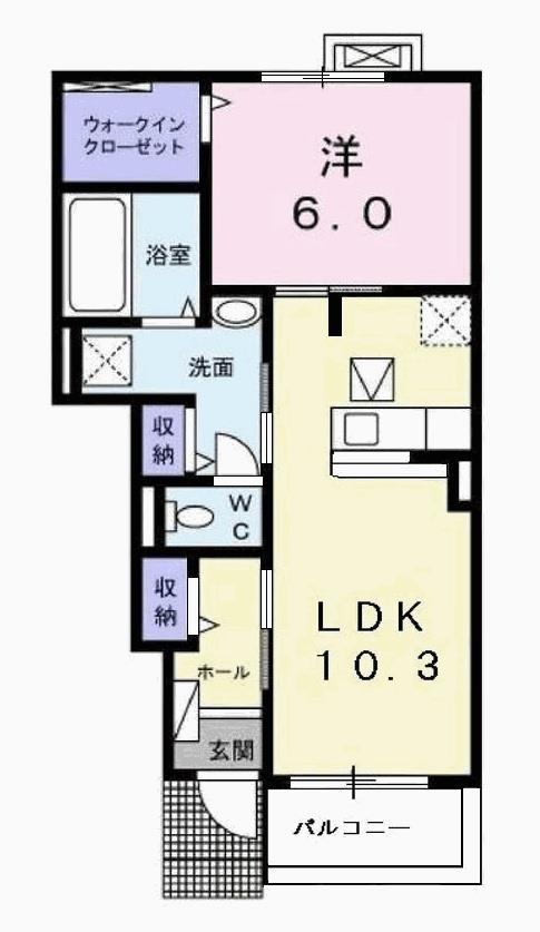 レオーネB(1LDK/1階)の間取り写真