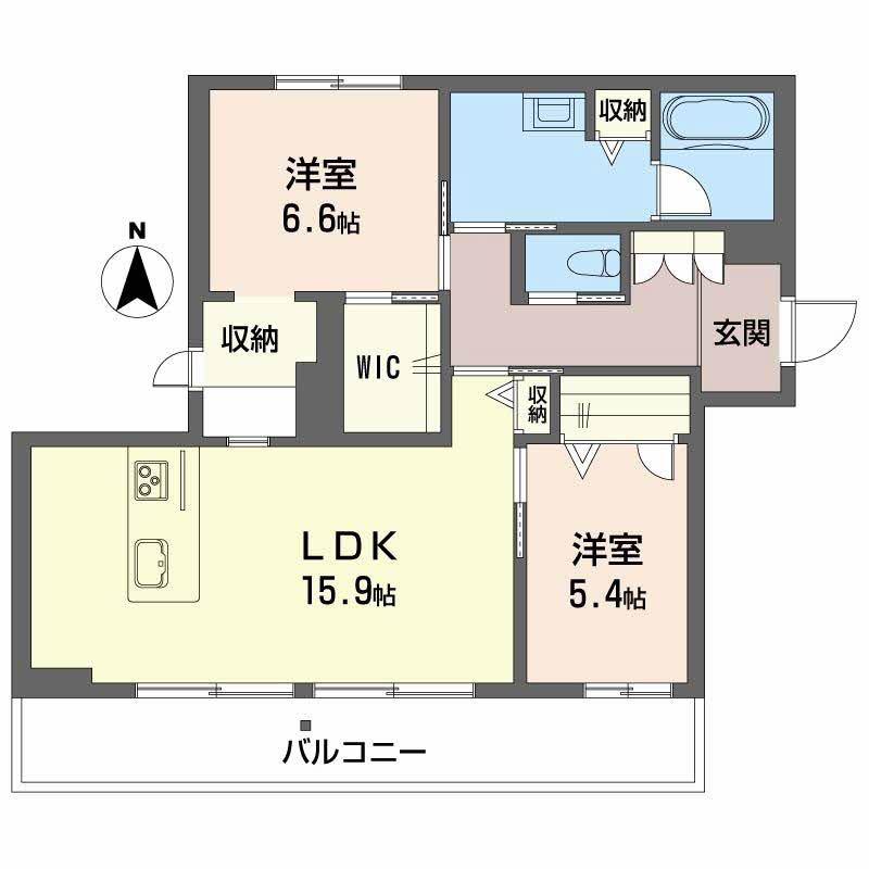 TERRACE米ケ袋(2LDK/2階)の間取り写真
