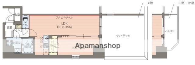 プレジオ鎗屋町(1LDK/13階)の間取り写真