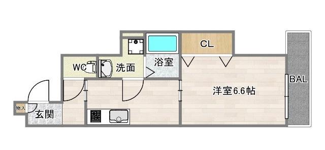 近鉄南大阪線 今川駅(大阪) 徒歩7分 3階建 新築(1K/2階)の間取り写真
