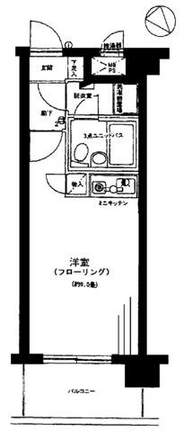 ライオンズシティ蕨(ワンルーム/2階)の間取り写真