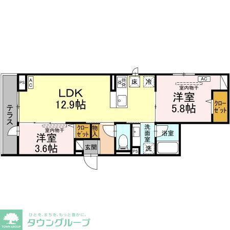 イヴレーア橋本(2LDK/3階)の間取り写真