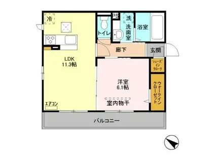 ホワイトコーストポロ(1LDK/1階)の間取り写真