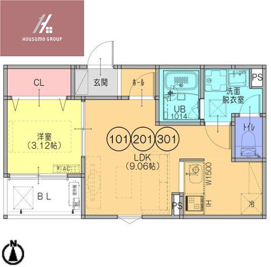 FSTYLE東大阪本庄1号館(1LDK/2階)の間取り写真