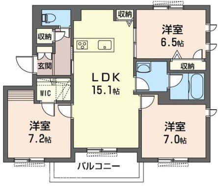カーサ レジオ国立(3LDK/2階)の間取り写真