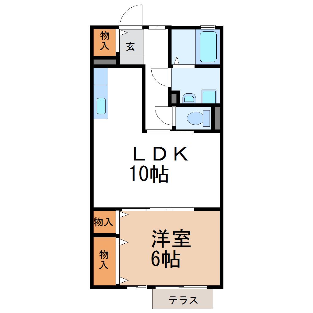 カーサ タカラB(1LDK/1階)の間取り写真