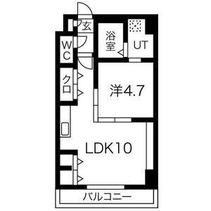 レ・ベント岐阜(1LDK/4階)の間取り写真
