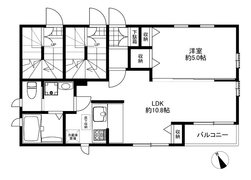 シリウス(1LDK/1階)の間取り写真