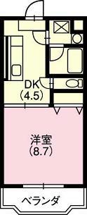 コンフィアンス(1DK/3階)の間取り写真