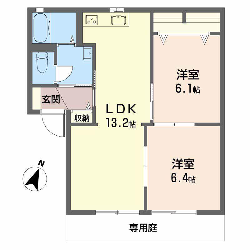 サングリーン中島(2LDK/1階)の間取り写真
