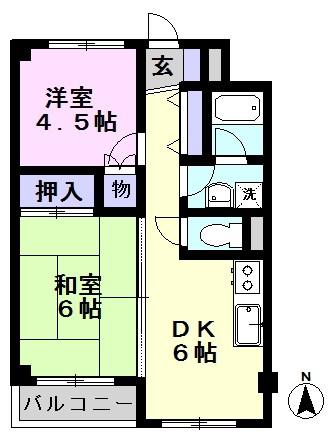 ジョイフル豊四季(2DK/2階)の間取り写真