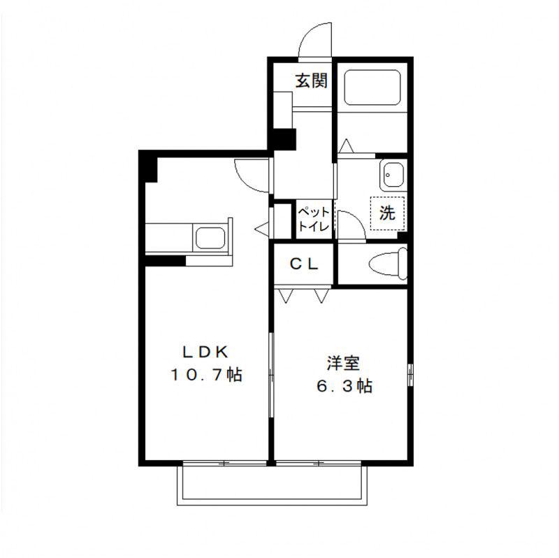 ロトルアK(1LDK/1階)の間取り写真