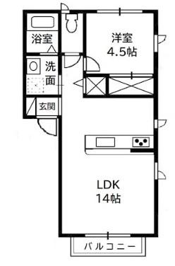 カンパーニャ・ワンA棟(1LDK/2階)の間取り写真