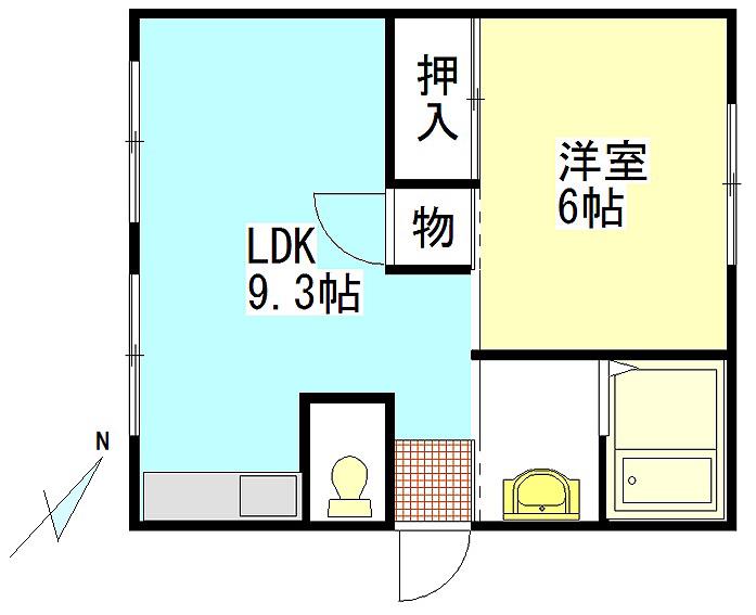 コーポ橘(1LDK/1階)の間取り写真
