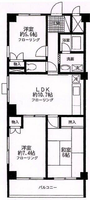 ウエストロード上石神井(3LDK/3階)の間取り写真