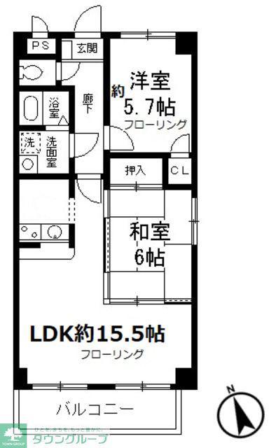 フローラ浦和(2LDK/3階)の間取り写真