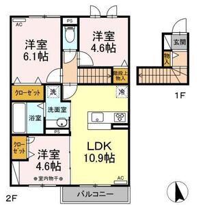 COSMO GRANTW(3LDK/2階)の間取り写真