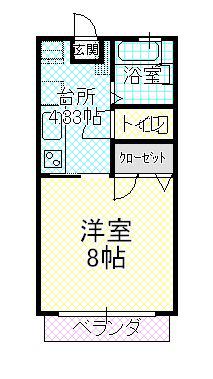 シャトル石田(1K/1階)の間取り写真