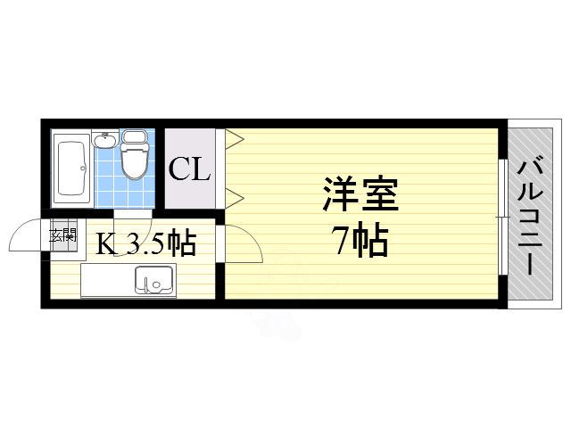 第Ⅱコーポリーブル(1K/4階)の間取り写真