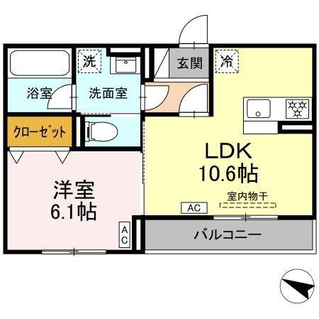メゾン梅木(1LDK/2階)の間取り写真