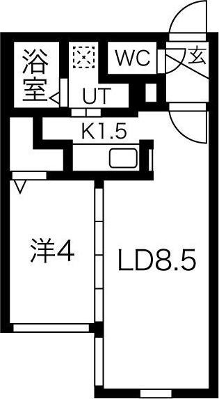 ラフィーネ南3条(1LDK/2階)の間取り写真
