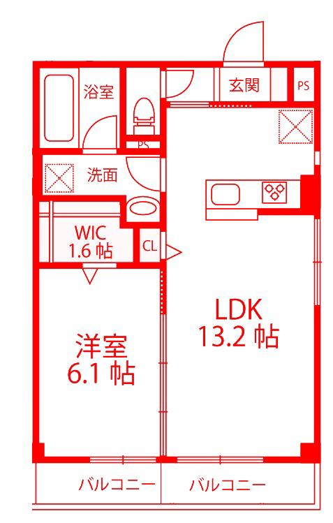グランシャリオ(1LDK/2階)の間取り写真