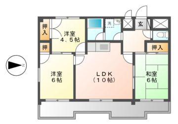 メゾンアイビス(3LDK/4階)の間取り写真