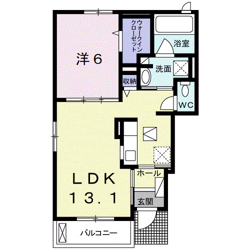 シエン ノワール(1LDK/1階)の間取り写真