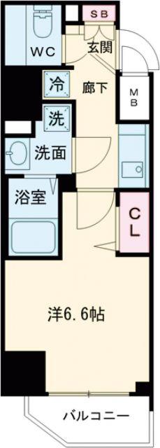 プレサンス神戸元町ミューズ(1K/7階)の間取り写真