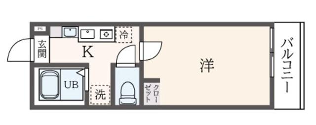RUHE蒔田(1K/2階)の間取り写真